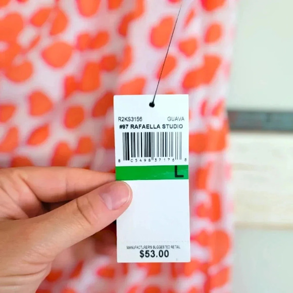 *NWT* rafaella studio Guava Spotted Ruched Ruffle Blouse Size Large - Picture 5 of 7